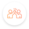 The Best Colleagues Icon: : Stick figures high-fiving representing the best colleagues.